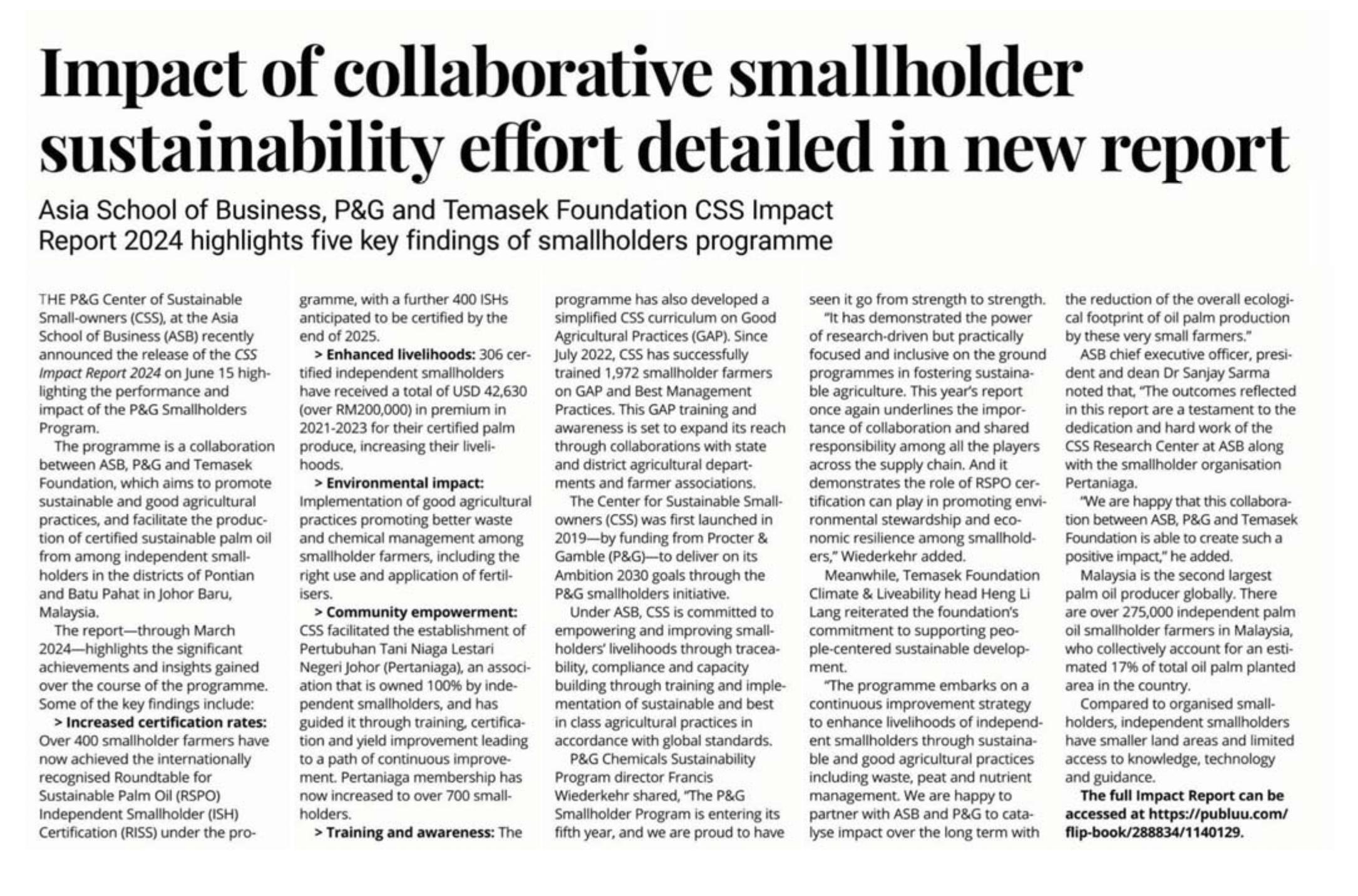 Impact of Collaborative Smallholder Sustainability Effort Detailed in New Report